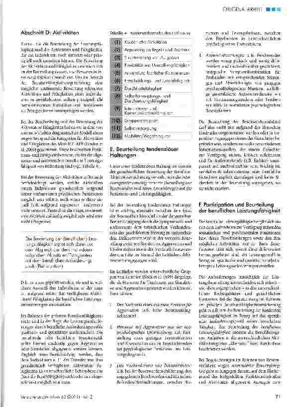 Vorschauseite 4: Begutachtung der Leistungsfähigkeit bei Personen mit psychischen und psychosomatischen Störungen -ein diagnostisches Modell