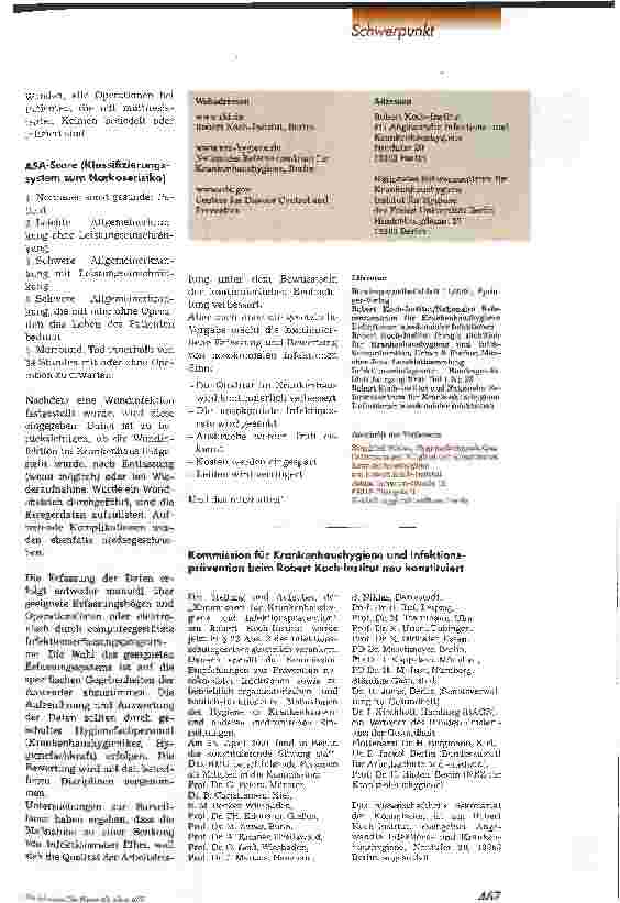 Vorschauseite 4: Aufzeichnung und Bewertung von nosokomialen Infektionen