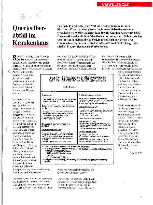 Vorschauseite 1: Quecksilberabfall im Krankenhaus
