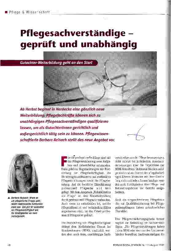 Vorschauseite 1: Pflegesachverständige - geprüft und unabhängig Gutachter-Weiterbildung geht an den Start