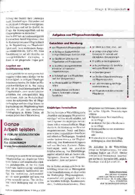Vorschauseite 2: Pflegesachverständige - geprüft und unabhängig Gutachter-Weiterbildung geht an den Start