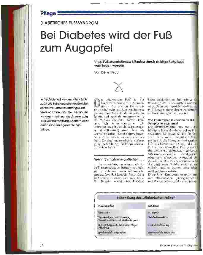 Vorschauseite 1: Bei Diabetes wird der Fuß zum Augapfel Viele Fußamputationen könnten durch richtige Fußpflege vermieden werden