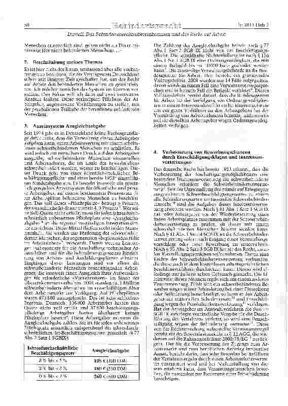 Vorschauseite 2: Das Behindertenrechtsübereinkommen und das Recht auf Arbeit für behinderte Menschen in Deutschland