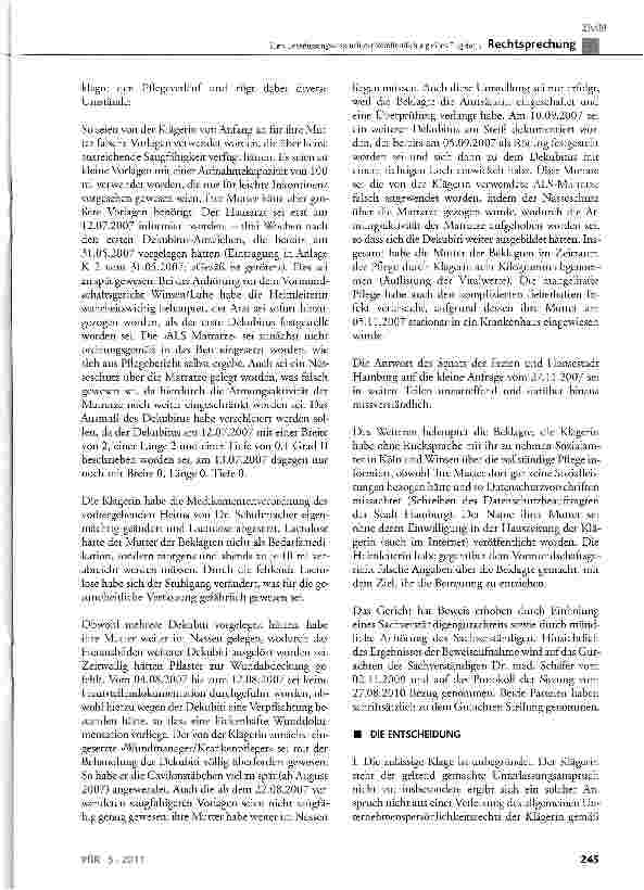 Vorschauseite 4: Zum Unterlassungsanspruch der Veröffentlichung eines Flugblatts ..., in welchem einem Pflegedienst gefährliche Pflege und/oder fahrlässige Körperverletzung vorgeworfen werden