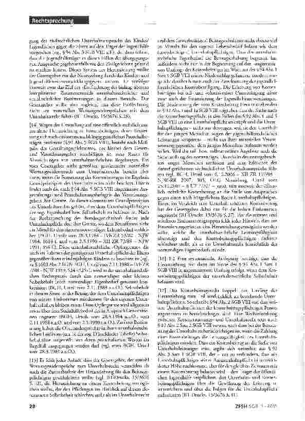 Vorschauseite 3: Heranziehung zu jugendhilferechtlichem Kostenbeitrag; Angemessenheit des Kostenbeitrags; Kostenbeitragspflichtigen muss unterhaltsrechtlicher Selbstbehalt belassen werdenSCB VIII…