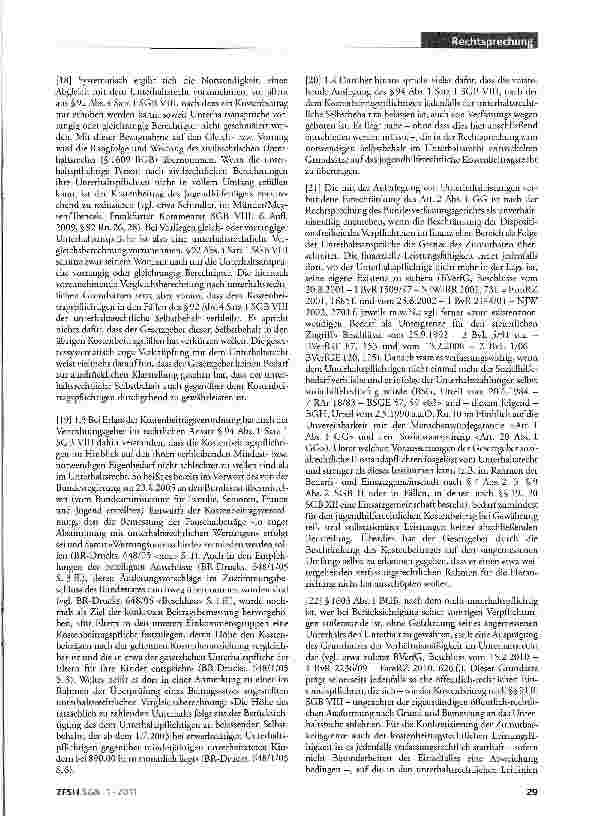 Vorschauseite 4: Heranziehung zu jugendhilferechtlichem Kostenbeitrag; Angemessenheit des Kostenbeitrags; Kostenbeitragspflichtigen muss unterhaltsrechtlicher Selbstbehalt belassen werdenSCB VIII…
