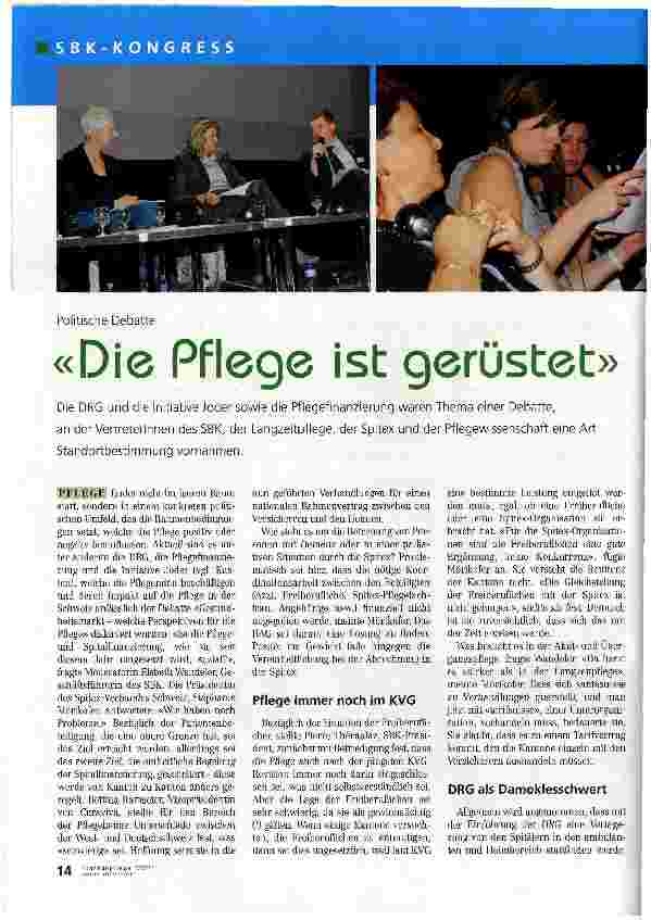 Vorschauseite 1: «Die Pflege ist gerüstet»