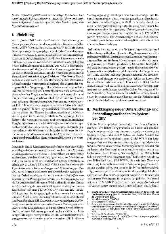 Vorschauseite 2: Das GKV-Versorgungsstrukturgesetz aus Sicht der Medizinprodukteindustrie - Erleichterung des Marktzugangs innovativer Produkte?