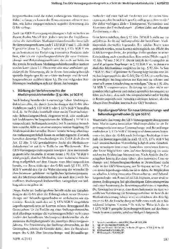 Vorschauseite 3: Das GKV-Versorgungsstrukturgesetz aus Sicht der Medizinprodukteindustrie - Erleichterung des Marktzugangs innovativer Produkte?