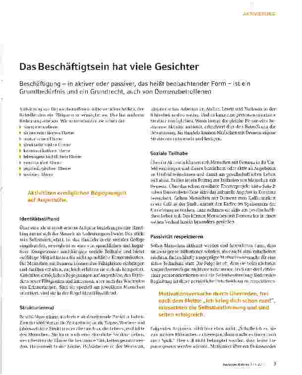 Vorschauseite 1: Das Beschäftigtsein hat viele Gesichter