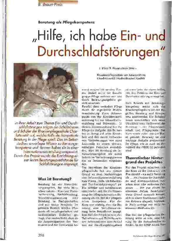 Vorschauseite 1: Hilfe, ich habe Einund Durchschlafstörungen Beratung als Pflegekompetenz