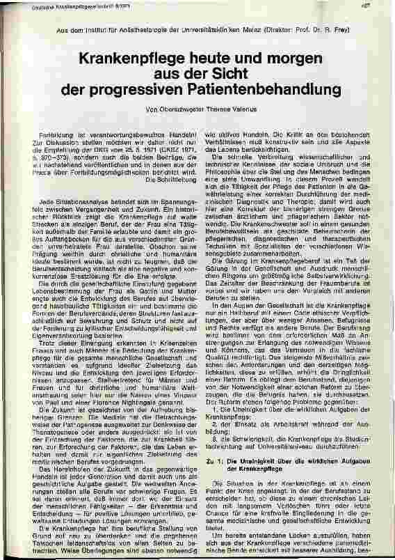 Vorschauseite 1: Krankenpflege heute und morgen aus der Sicht der progressiven Patientenbehandlung