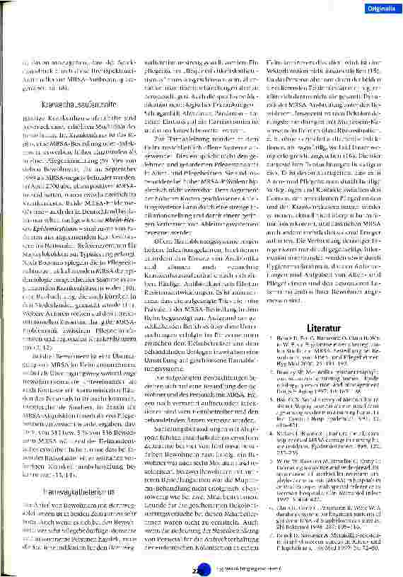 Vorschauseite 5: MRSA-Besiedlung in einem Altenund Pflegeheim Risikofaktoren und Prävalenz