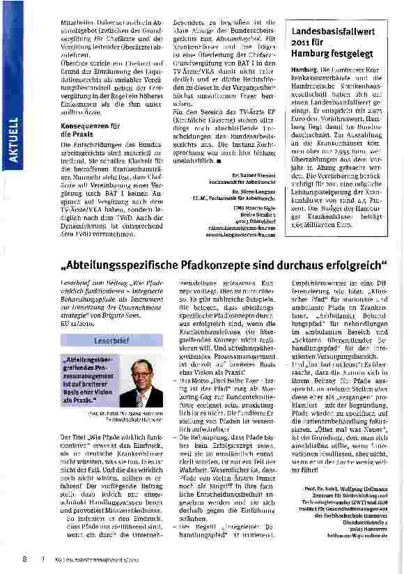 Vorschauseite 2: Chefärzte erhalten keine Grundvergütung nach dem Tarifvertrag für Ärzte