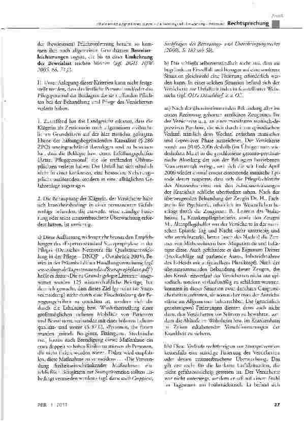 Vorschauseite 3: Schadenersatz aufgrund eines Sturzes -Zur Fixierung und Überwachung - BeweislastBGB §31, §280, §611, §823 Abs. 1, §831, § 1906 Abs. 1 und 4; SGB X § 116 Abs. 1