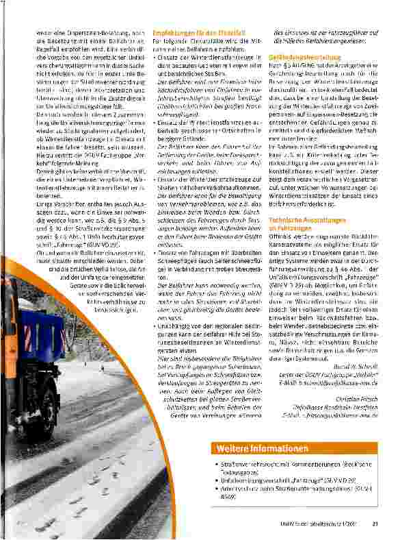 Vorschauseite 2: Besetzung von Winterdienstfahrzeugen mit BeifahrerAllein gegen Schnee und Eis?