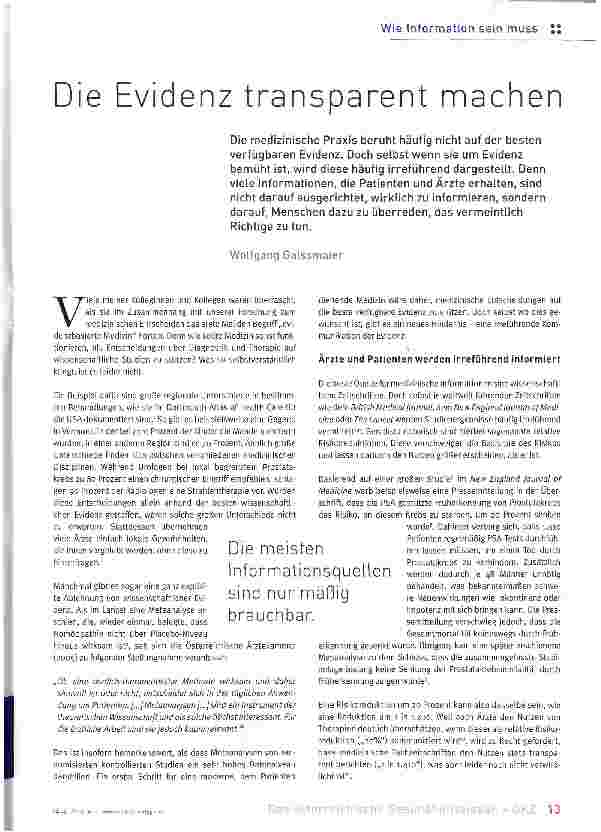 Vorschauseite 1: Die Evidenz transparent machen