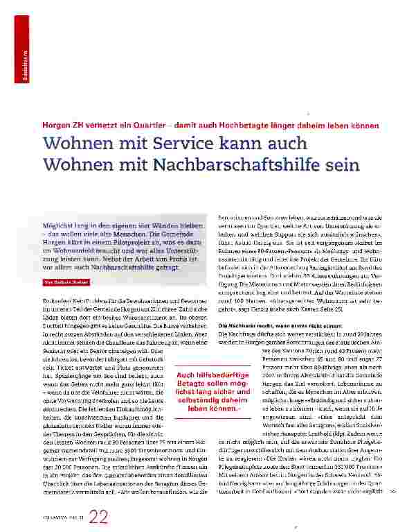 Vorschauseite 1: Wohnen mit Service kann auch Wohnen mit Nachbarschaftshilfe sein