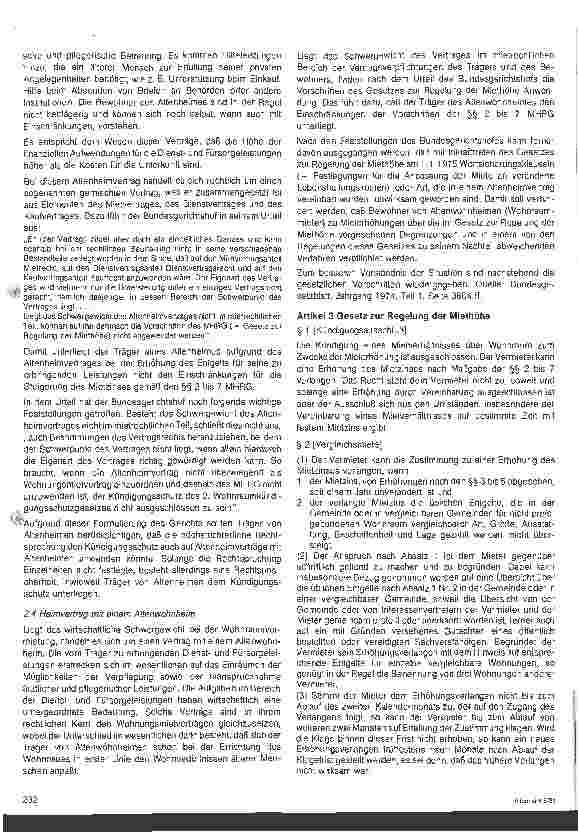 Vorschauseite 2: Rechtliche Grenzen einer Erhöhung des Entgelts bei Altenheimverträgen