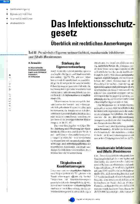 Vorschauseite 1: Das Infektionsschutzgesetz Überblick mit rechtlichen Anmerkungen