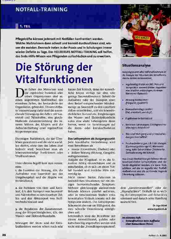 Vorschauseite 1: Notfall-Training 1. Teil: Die Störung der Vitalfunktionen