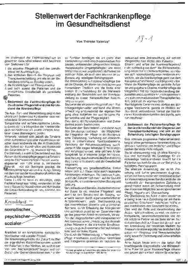 Vorschauseite 1: Stellenwert der Fachkrankenpflege im Gesundheitsdienst