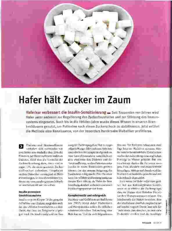 Vorschauseite 1: Hafer hält Zucker im Zaum