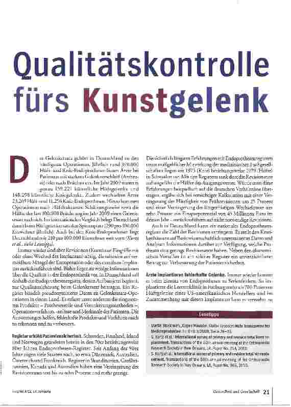 Vorschauseite 2: Qualitätskontrolle fürs Kunstgelenk