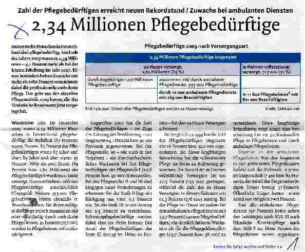 Vorschauseite 1: 2,34 Millionen Pflegebedürftige