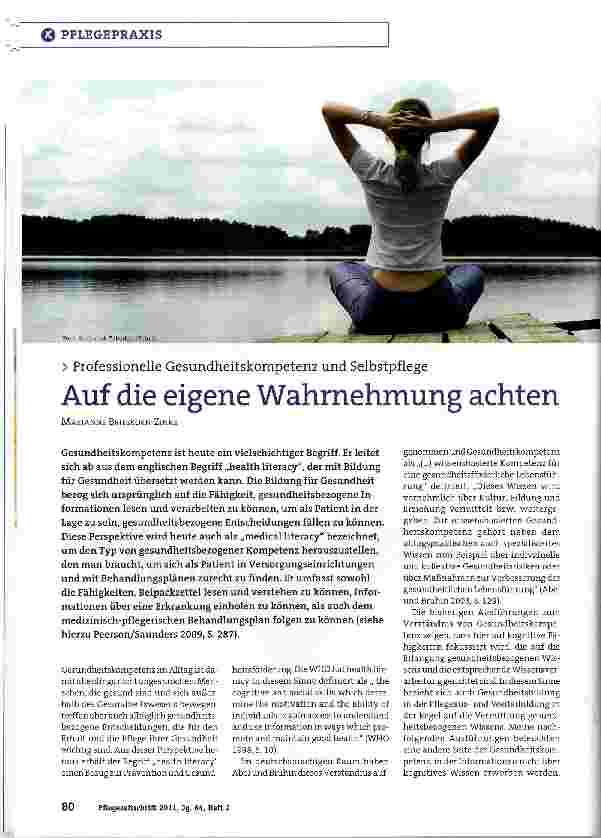 Vorschauseite 1: Professionelle Gesundheitskompetenz und SelbstpflegeAuf die eigene Wahrnehmung achten