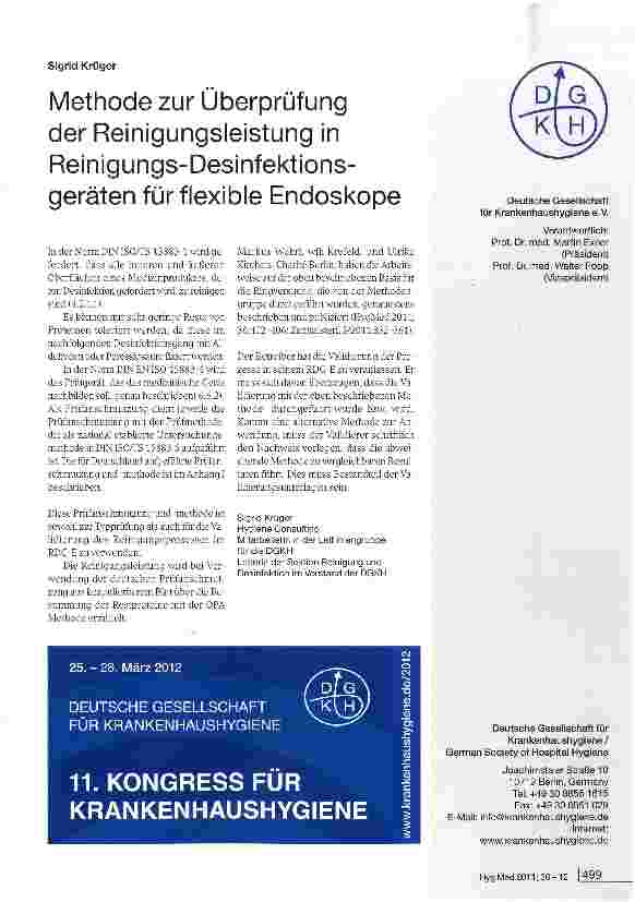 Vorschauseite 1: Methode zur Überprüfung der Reinigungsleistung in Reinigungs-Desinfektions-geräten für flexible Endoskope