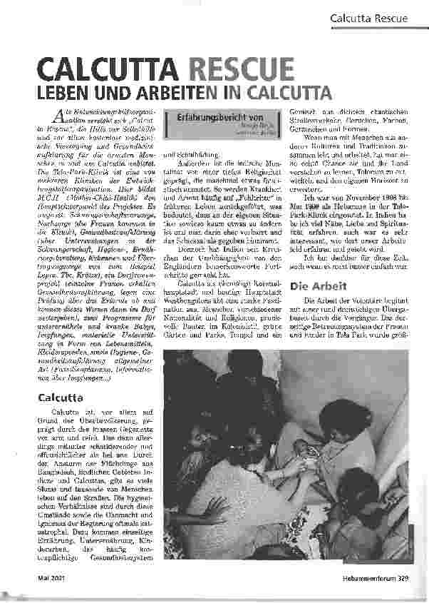 Vorschauseite 1: CALCUTTA RESCUELEBEN UND ARBEITEN IN CALCUTTA