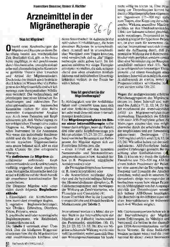 Vorschauseite 1: Arzneimittel in der Migränetherapie