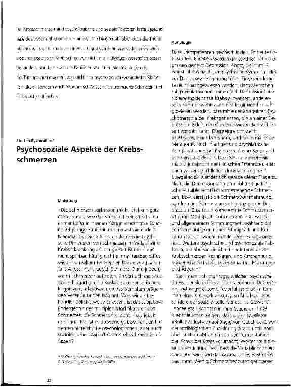 Vorschauseite 1: Psychosoziale Aspekte der Krebsschmerzen