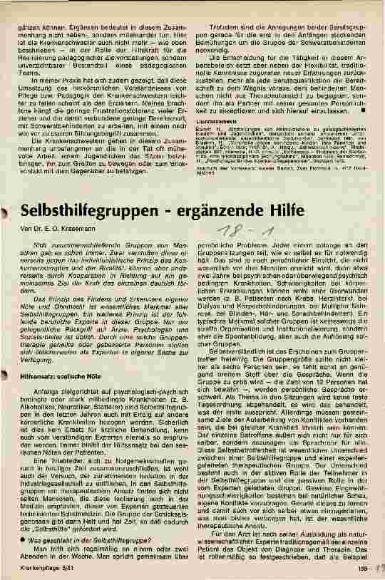 Vorschauseite 1: Selbsthilfegruppen - ergänzende Hilfe