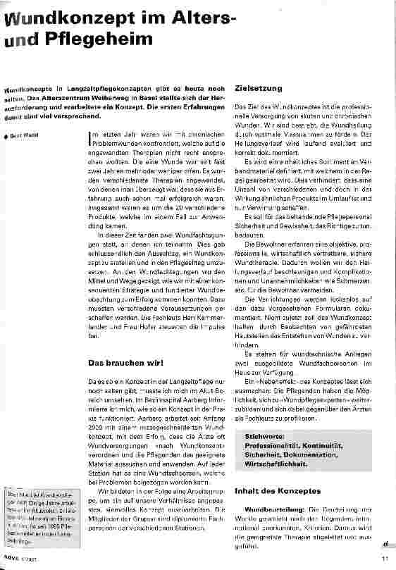 Vorschauseite 1: Wundkonzept im Altersund Pflegeheim