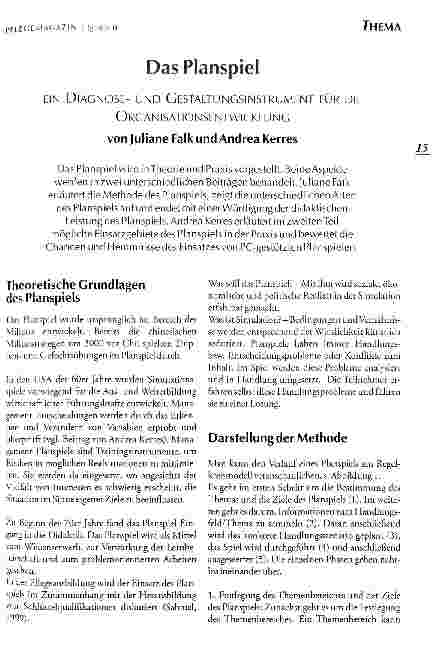 Vorschauseite 1: Das Planspiel Ein Diagnoseund Gestaltungsinstrument für die Organisationsentwicklung