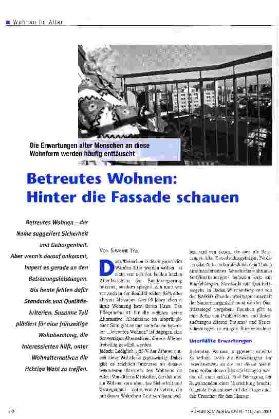 Vorschauseite 1: Betreutes Wohnen: Hinter die Fassade schauen