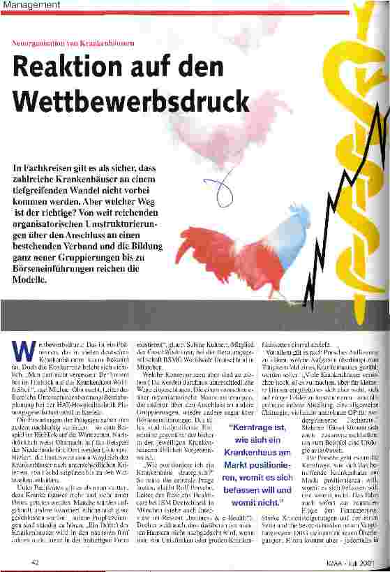 Vorschauseite 1: Reaktion auf den Wettbewerbsdruck Neuorganisation von Krankenhäusern
