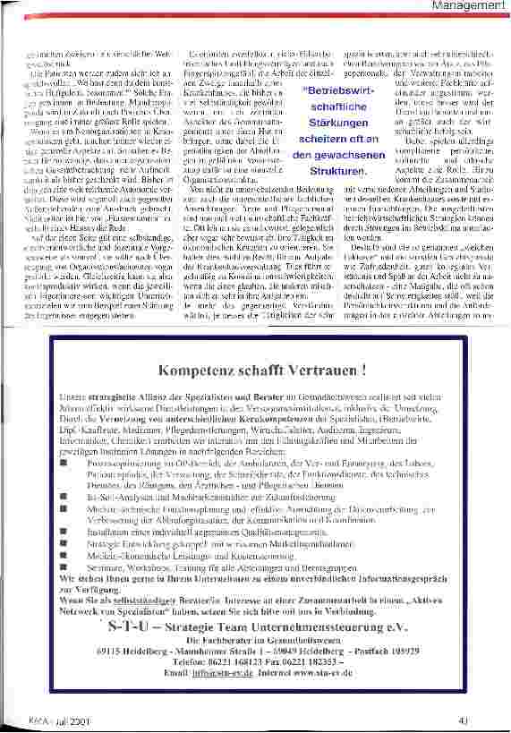 Vorschauseite 2: Reaktion auf den Wettbewerbsdruck Neuorganisation von Krankenhäusern
