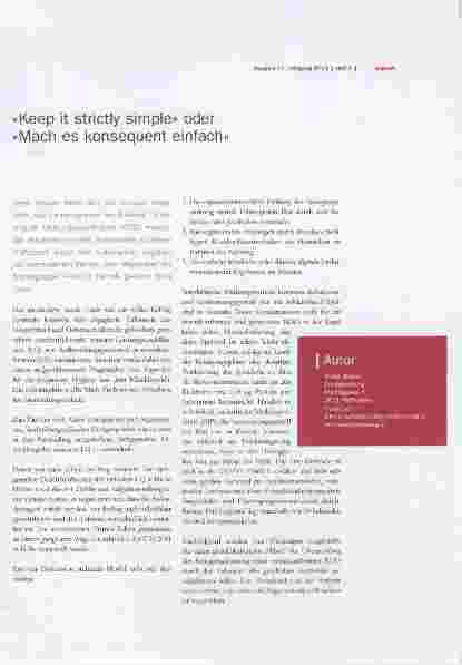Vorschauseite 1: »Keep it strictly simple« oder »Mach es konsequent einfach«