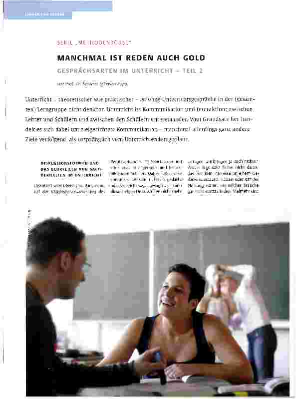 Vorschauseite 1: SERIE „METHODENBÖRSEMANCHMAL IST REDEN AUCH GOLD