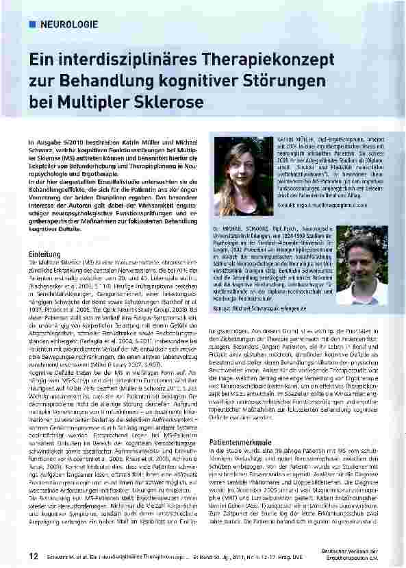 Vorschauseite 1: Ein interdisziplinäres Therapiekonzept zur Behandlung kognitiver Störungen bei Multipler Sklerose