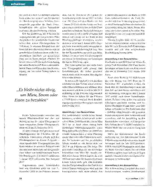 Vorschauseite 2: Pfändungsschutz für Girokonten erlischt 2012