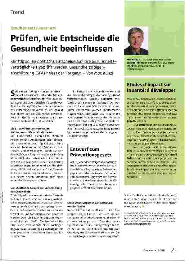 Vorschauseite 1: Prüfen, wie Entscheide die Gesundheit beeinflussen