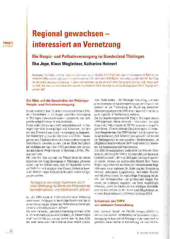 Vorschauseite 1: Regional gewachsen -interessiert an Vernetzung