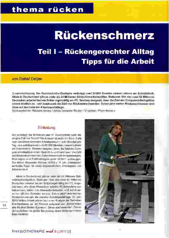Vorschauseite 1: Rückenschmerz Teil I - Rückengerechter Alltag Tipps für die Arbeit
