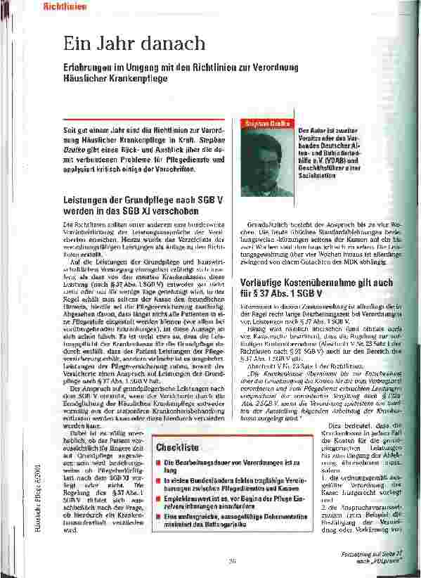 Vorschauseite 1: Ein Jahr danach