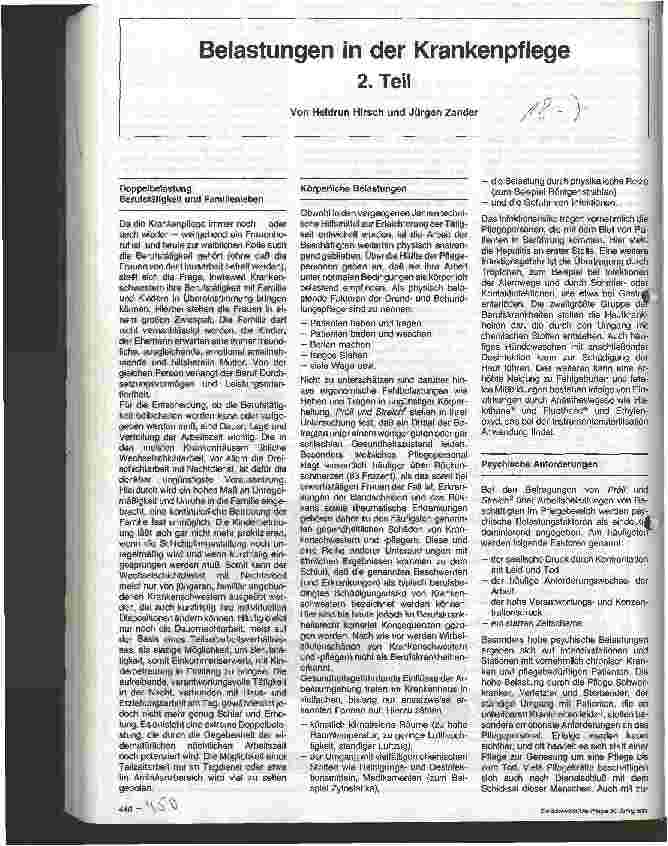 Vorschauseite 1: Belastungen in der Krankenpflege 2. Teil