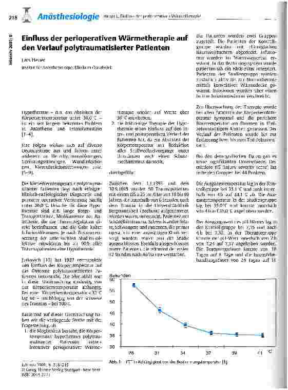 Vorschauseite 1: Einfluss der perioperativen Wärmetherapie auf den Verlauf polytraumatisierter Patienten